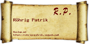 Röhrig Patrik névjegykártya